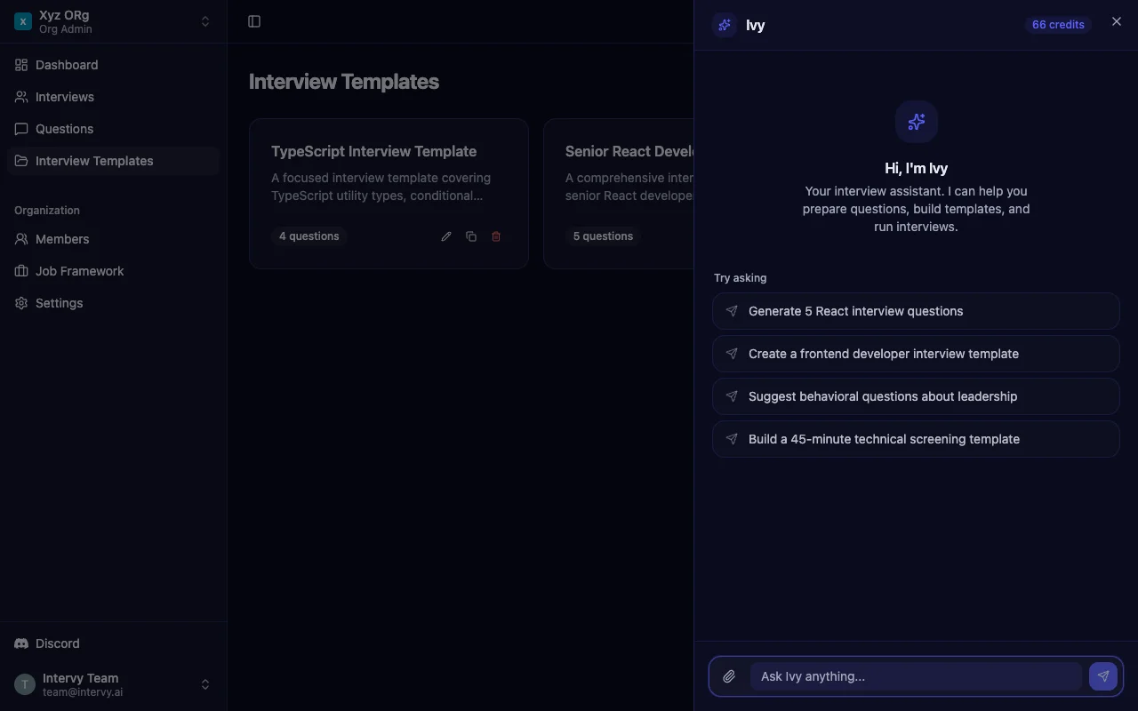 AI interview question generator Ivy helping prepare Python interview questions